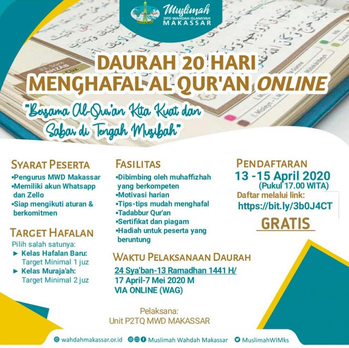 Muslimah Wahdah Makassar Gelar Daurah Menghafal Al-Qur'an Online